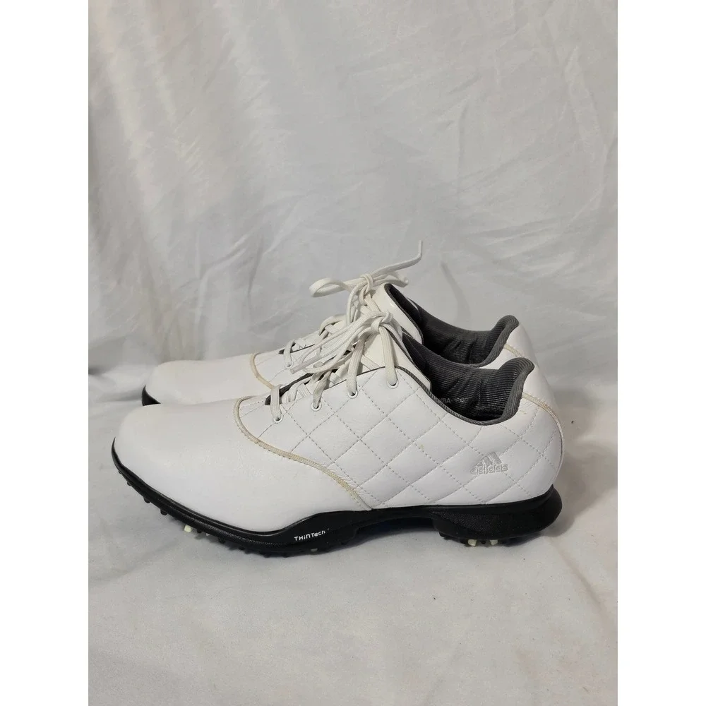 Adidas Fitfoam Clima White Quilted Leather Spiked Golf Shoes Womens 7.5 671305